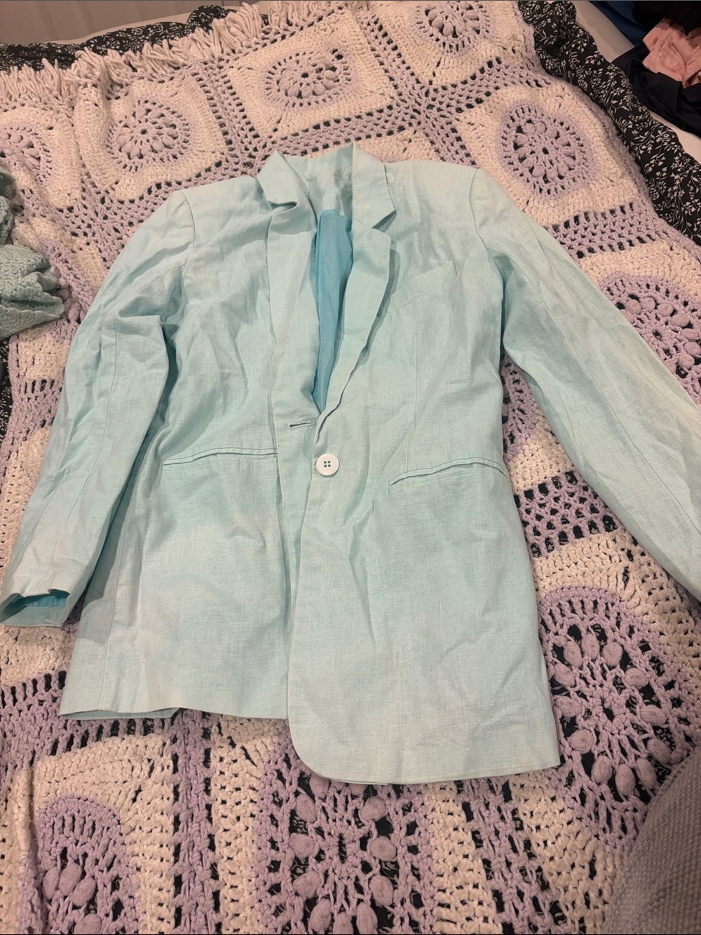 Light Blue Men's Linen-Blend Blazer